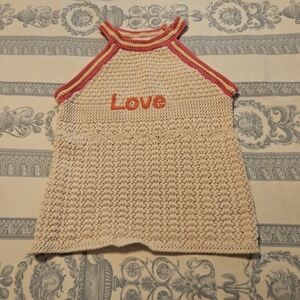 Zara Kids Crochet Top - Cream with Red and Pink Accents